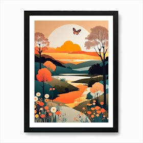 Butterfly Landscape Sunrise IV Art Print