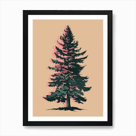 Cedar Tree Colourful Illustration 1 Art Print