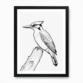 Woodpecker Coloring Page Bird Wildlife Animal Drawing Art Print