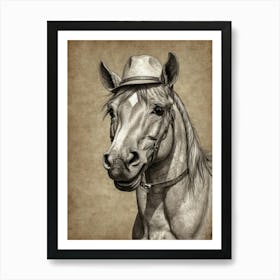 Horse In Hat 1 Art Print