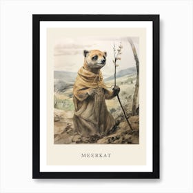 Beatrix Potter Inspired  Animal Watercolour Meerkat 1 Art Print