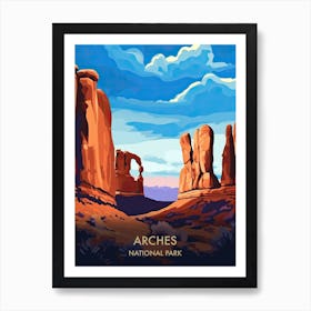 Arches National Park Travel Poster Illustration Style 2 Art Print