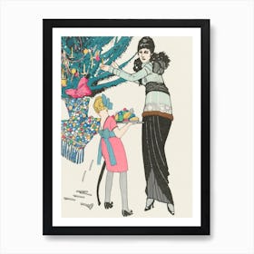 Christmas Art Deco Illustration Art Print