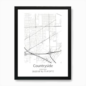 Countryside,United States Minimalist Map Art Print