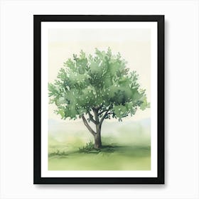 Olive Tree Atmospheric Watercolour Painting 4 Art Print