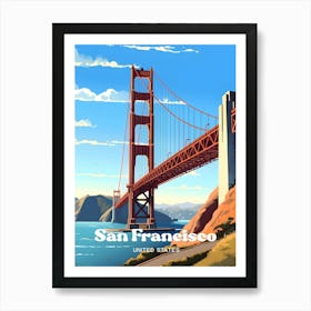 San Francisco USA Golden Gate Travel Art Illustration Art Print