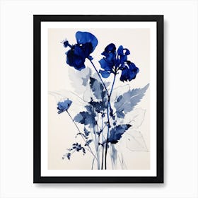 Blue Botanical Bluebell Art Print