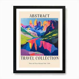 Abstract Travel Collection Poster Torres Del Paine National Park Chile 1 Art Print