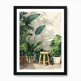 Illustration Of A Tropical Garden Art Print