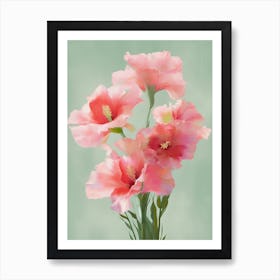 Gladioli Flowers Acrylic Painting In Pastel Colours 11 Art Print