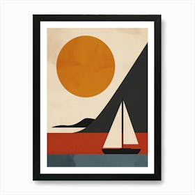 Sailboat In The Sun, Scandinavian Simplicity Art Print