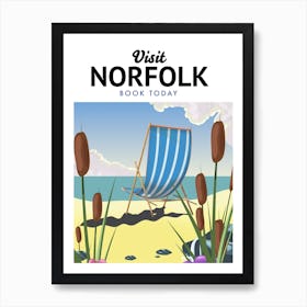 Norfolk Seaside vintage style travel poster Art Print