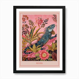 Floral Animal Painting Iguana 3 Poster Art Print