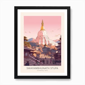 Swayambhunath Stupa Kathmandu Nepal Travel Poster Art Print