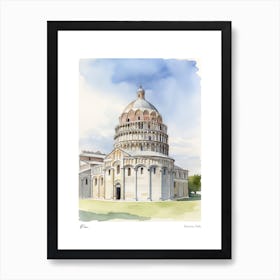 Pisa, Tuscany, Italy 1 Watercolour Travel Poster Art Print