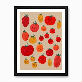 Happy Veg Tasty Tomatoes Art Print