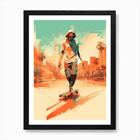 Skateboarding In Dubai, United Arab Emirates Drawing 3 Art Print