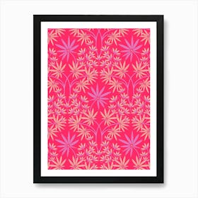 GLAMOUR Floral Botanical Luxe Maximalist Damask in Lavender Purple Cream Blush on Fuchsia Hot Pink Art Print
