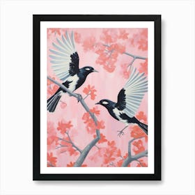 Vintage Japanese Inspired Bird Print Magpie 7 Art Print