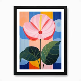 Flamingo Flower Anthurium 2 Hilma Af Klint Inspired Pastel Flower Painting Art Print