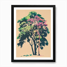 Mahogany Tree Colourful Illustration 3 Art Print