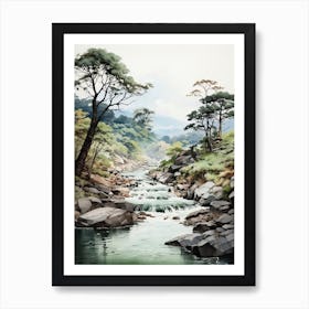 Iya Valley In Tokushima, Japanese Brush Painting, Ukiyo E, Minimal 4 Poster