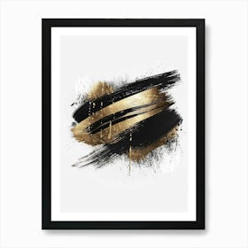 Gold And Black Brush Strokes 30 Art Print