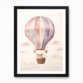 Baby Hedgehog 1 In A Hot Air Balloon Art Print