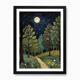 William Morris Moonlight In The Woods 85 Art Print