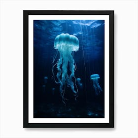 Upside Down Jellyfish Ocean Realistic 4 Art Print