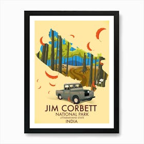 Jim Corbett National Park Travel poster Art Print