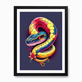 Hognose Snake Tattoo Style Art Print