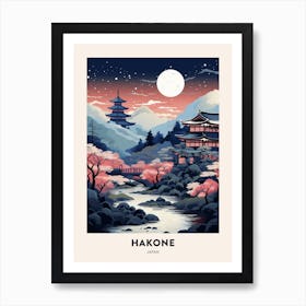Winter Night  Travel Poster Hakone Japan 1 Art Print