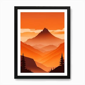 Misty Mountains Vertical Composition In Orange Tone 367 Art Print