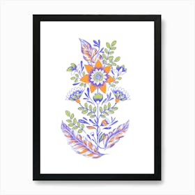 Folk Floral Silkscreen Purple Art Print