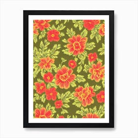 Cypress Repeat Retro Flower Art Print