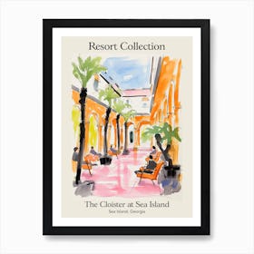 Poster Of The Cloister At Sea Island   Sea Island, Georgia   Resort Collection Storybook Illustration 4 Art Print