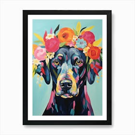 Labrador Retriever Portrait With A Flower Crown, Matisse Painting Style 3 Art Print