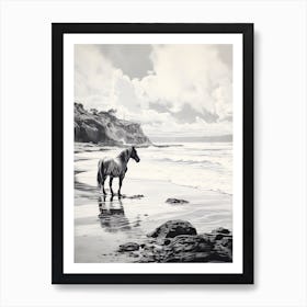 A Horse Oil Painting In Anakena Beach, Easter Island, Portrait 1 Art Print