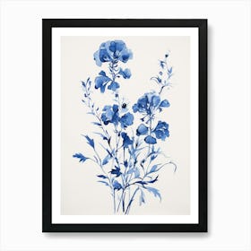 Blue Botanical Snapdragon 3 Art Print
