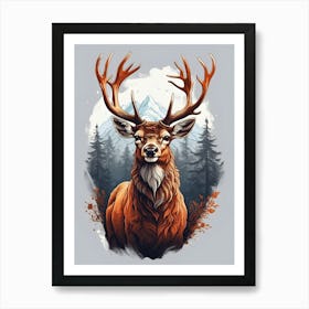 Deer In The Forest 12 Art Print