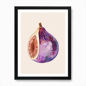 Disco Ball Fig Art Disco Poster Trendy Aesthetic Art Food Kitchen Art Print