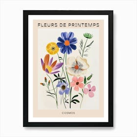 Spring Floral French Poster  Cosmos 2 Art Print