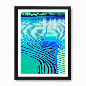 Water Ripples Lake Waterscape Colourful Pop Art 2 Art Print