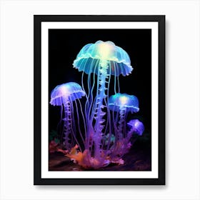 Lions Mane Jellyfish Neon Illustration 1 Art Print