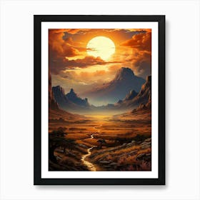 Sunset In The Desert Art Print