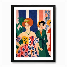 'Three Women In Dresses' Art Print