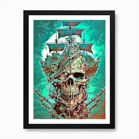 skull boat Art Print