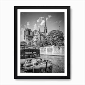Cathedral Notre Dame & Seine Riverside Art Print