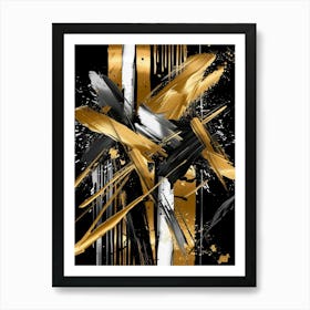 Abstract Gold And Black Painting 54 Art Print